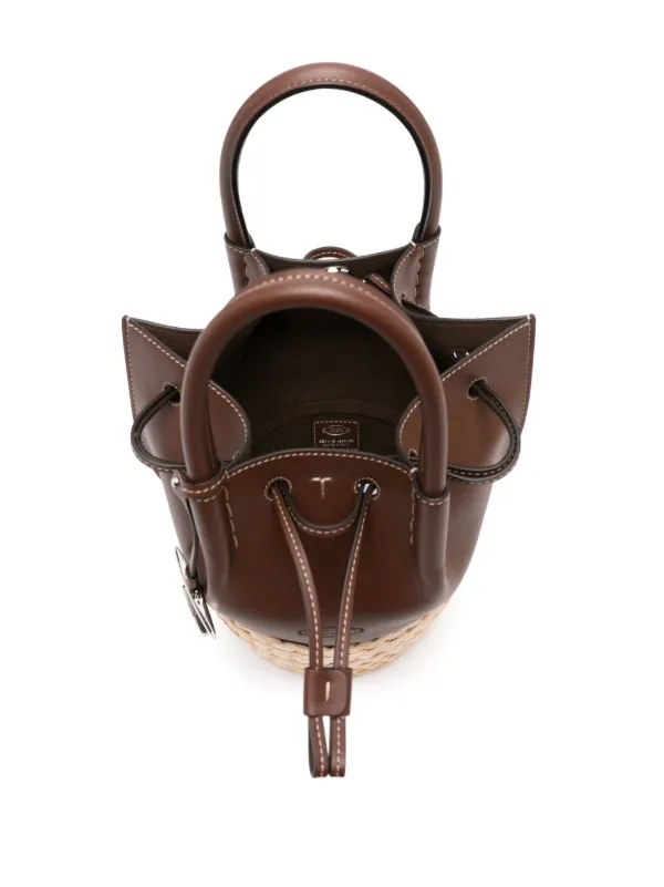 Tod's ストロー レザー バケットバッグ ミニ | ブラウン