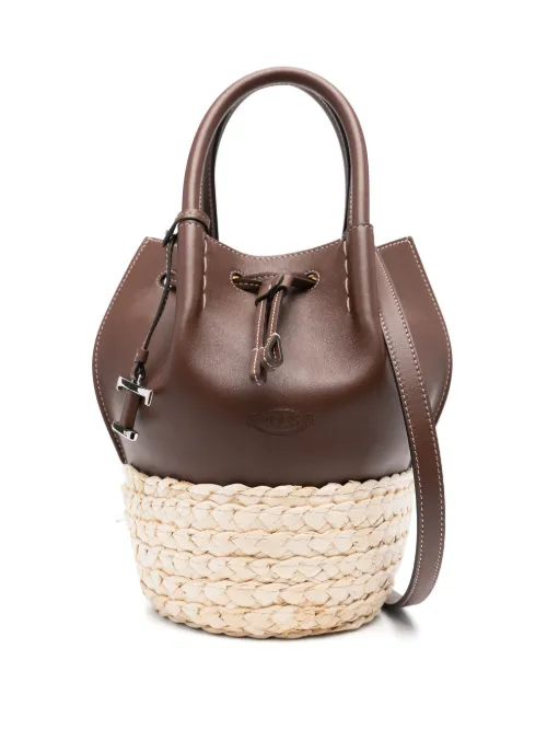 Mini sac seau en cuir et paille - Tod's - Modalova