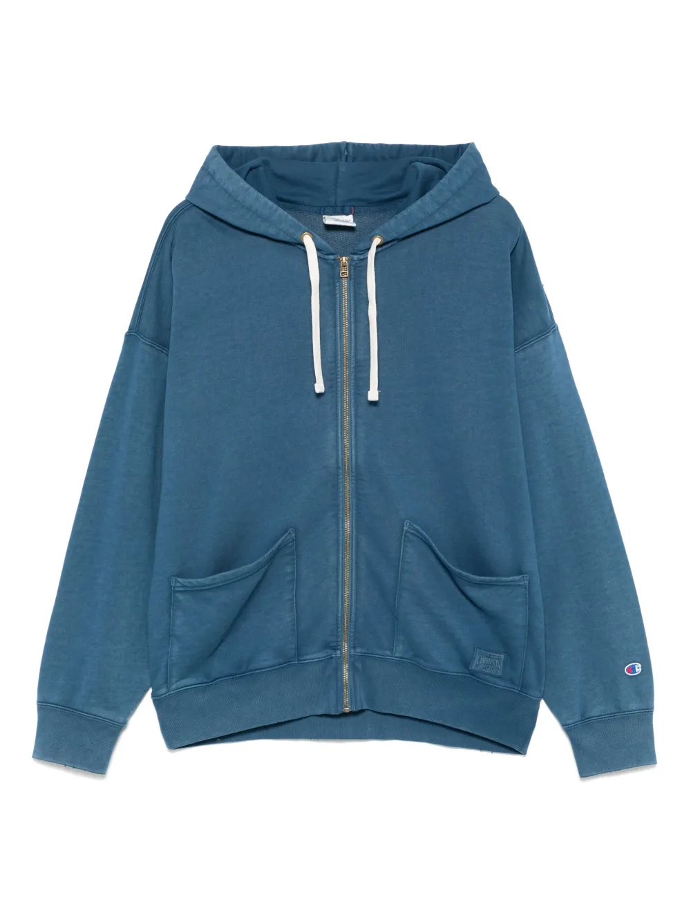 Champion logo-patch hoodie Blauw