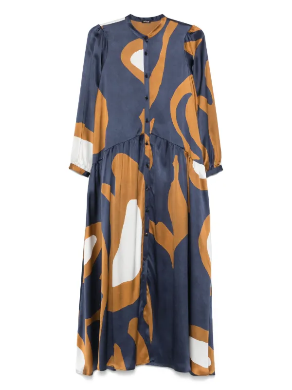 Kiton Abstract-print Maxi Dress in Blue