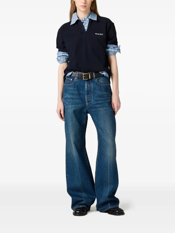 Miu Miu logo-appliqué Jeans | Blue | FARFETCH