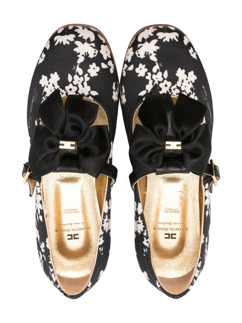 Elisabetta Franchi La Mia Bambina floral-print ballet flats Black