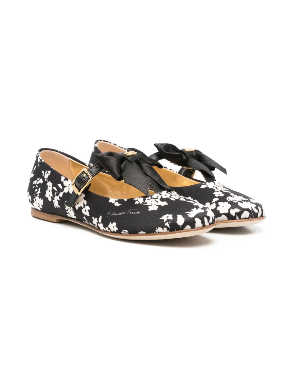 Elisabetta Franchi La Mia Bambina floral-print ballet flats Black