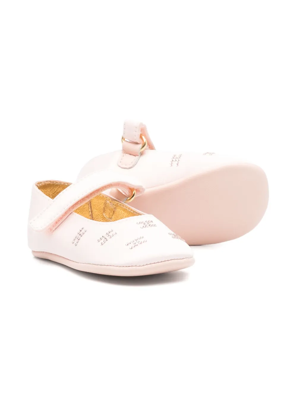 Elisabetta Franchi La Mia Bambina logo-studded ballet flats Pink