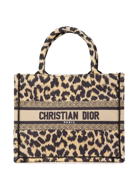 Christian Dior Pre-Owned Borsa tote Mizza Leopard Book piccola in tela con ricamo 2022