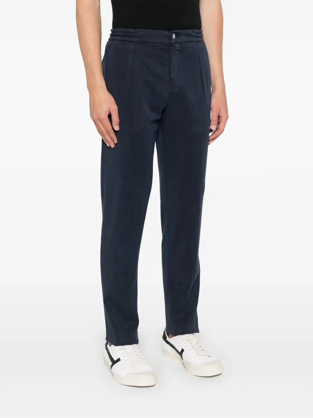 Shop Kiton Cotton Trousers In Blue
