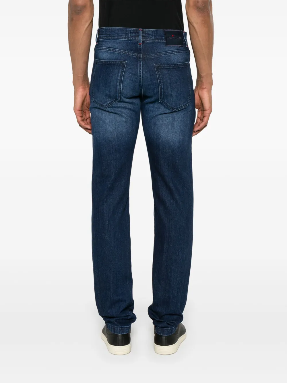 Shop Kiton Mid-wash Jeans In Blue