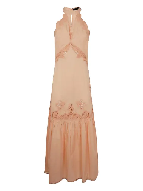 TWINSET broderie-anglaise halterneck maxi dress