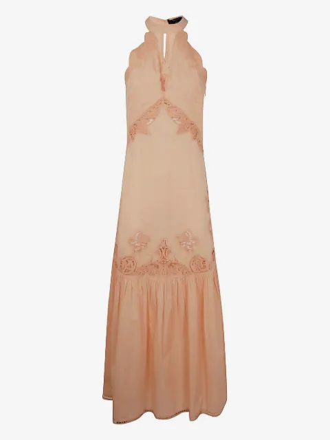 TWINSET maxi broderie-anglaise halterneck dress