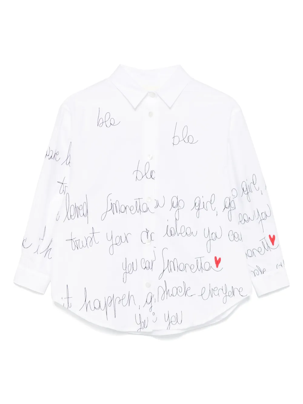 Simonetta Shirt met geborduurde tekst Wit