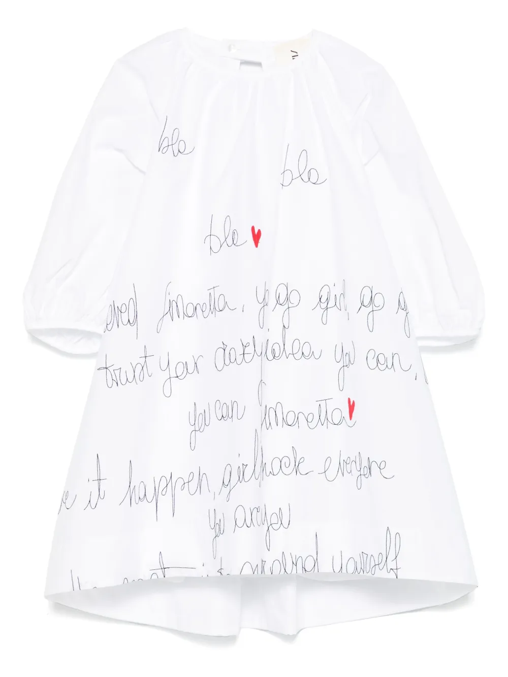 Simonetta robe à slogan brodé | blanc | Image 1