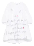 Simonetta slogan-embroidered dress - White