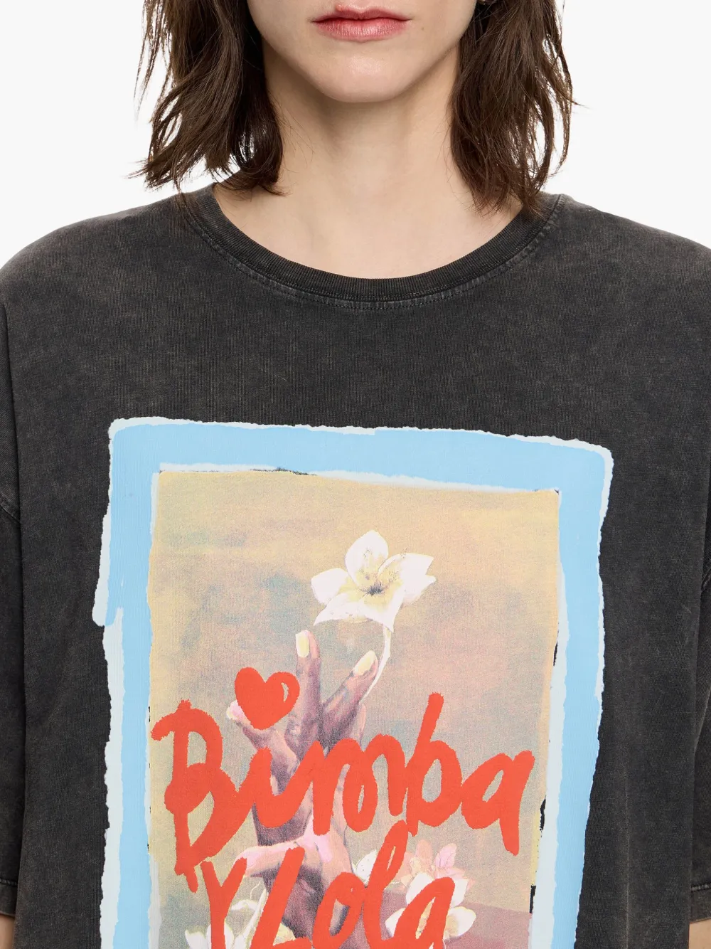 Bimba y Lola Oversized T-shirt met grafische print Zwart