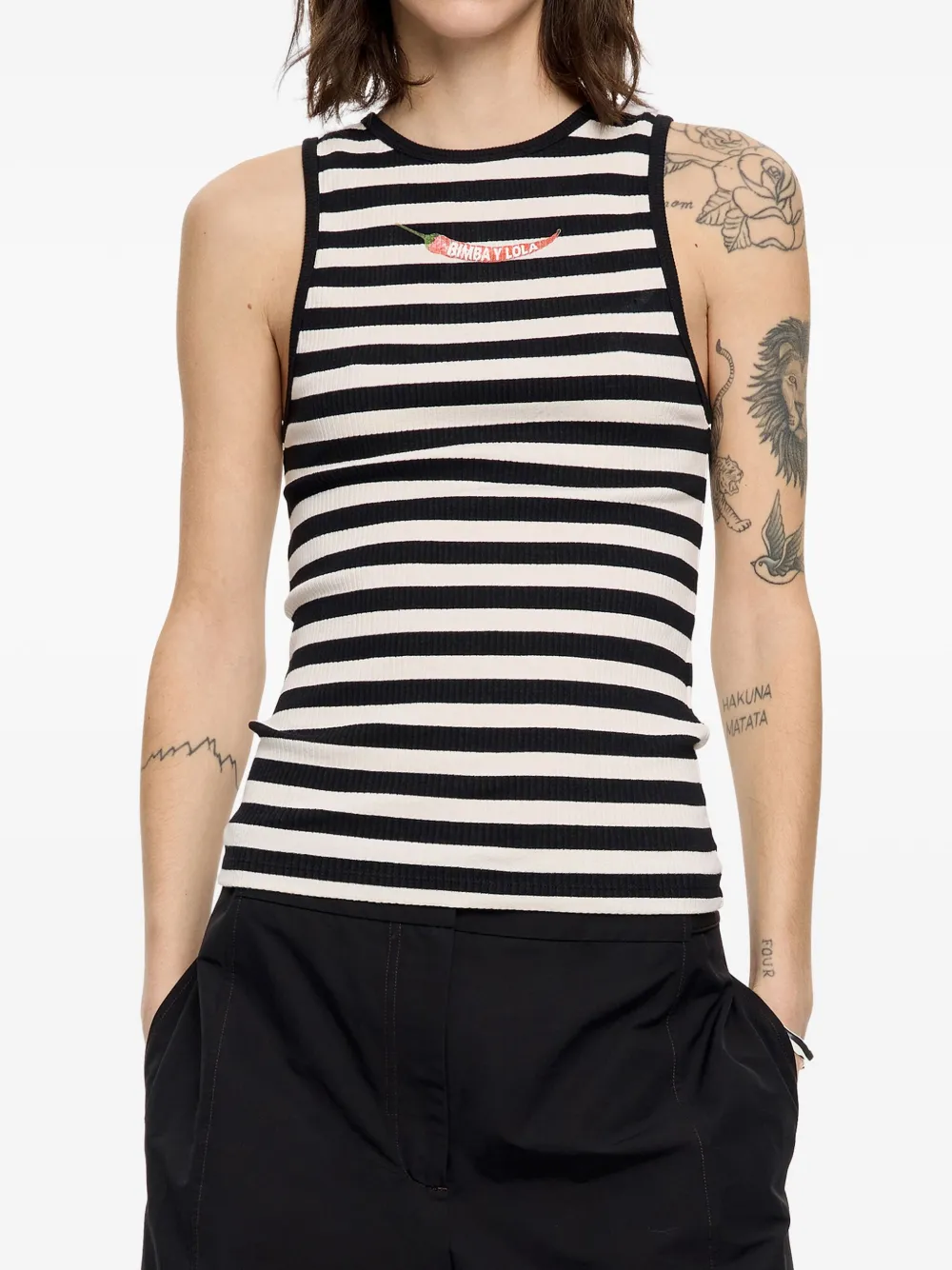 BIMBA Y LOLA STRIPED RIBBED TANK TOP