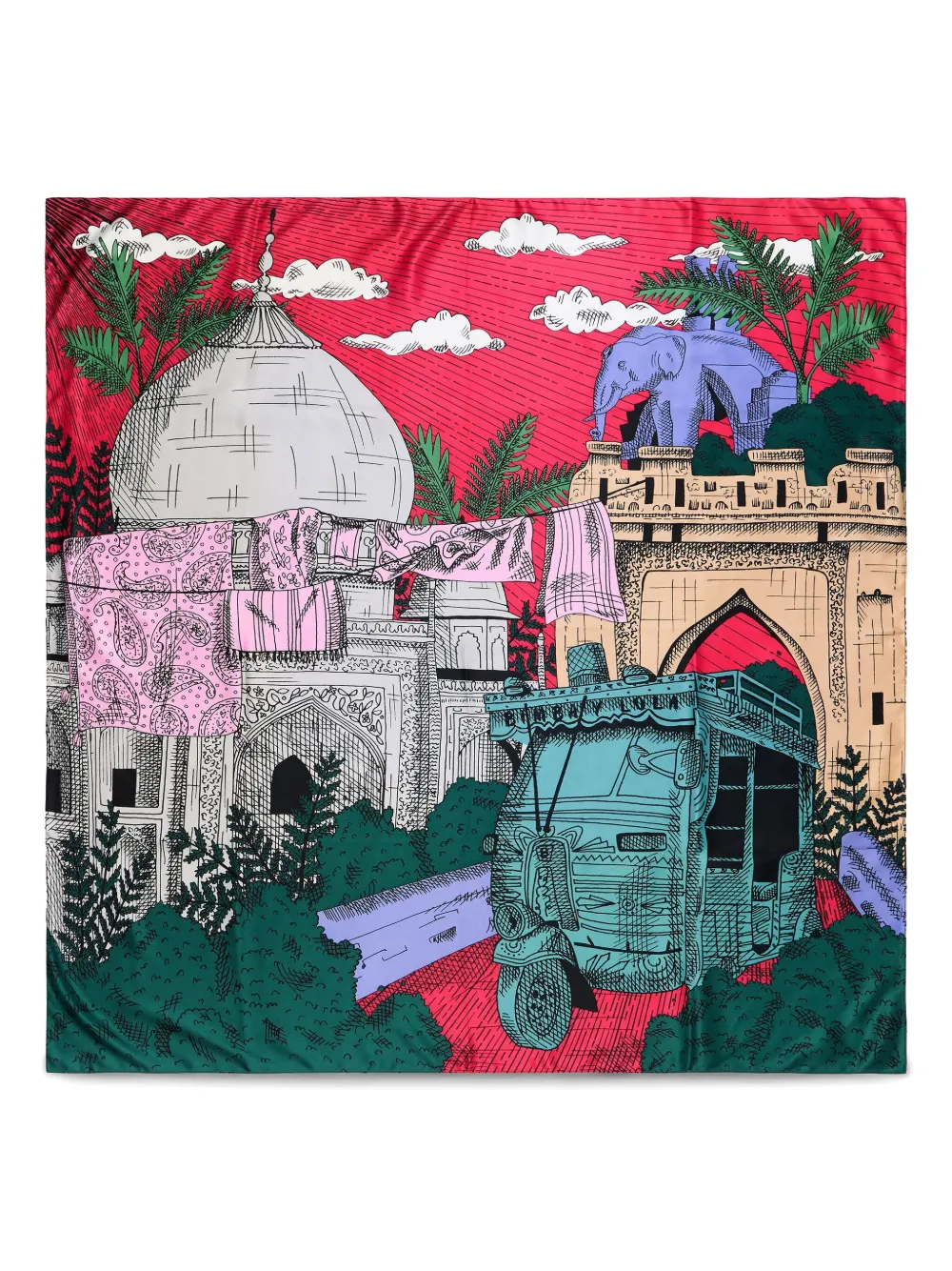 Bimba y Lola Sjaal met Indian City-patroon Roze