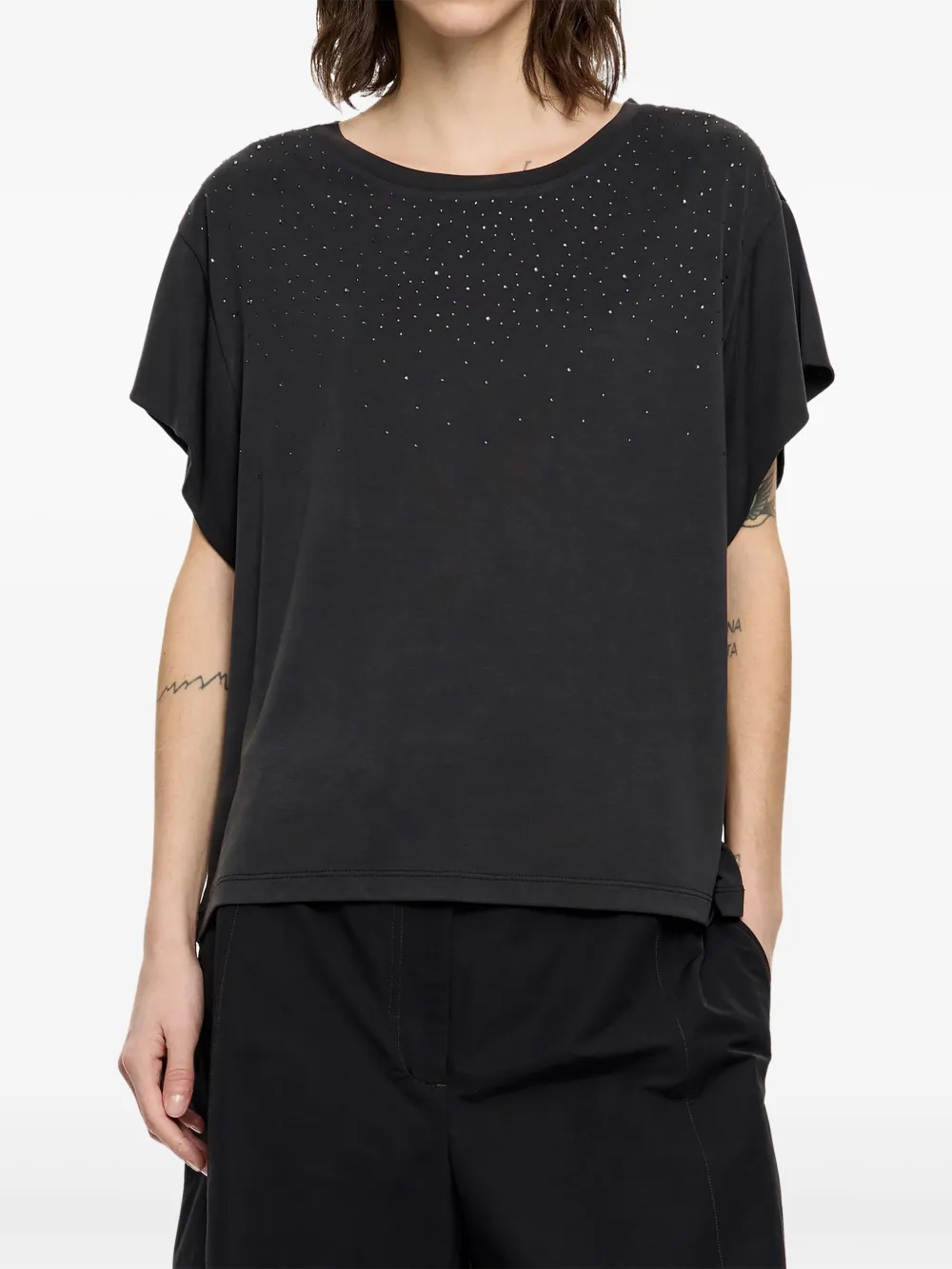 BIMBA Y LOLA BEADED-DETAIL SHORT-SLEEVE T-SHIRT 