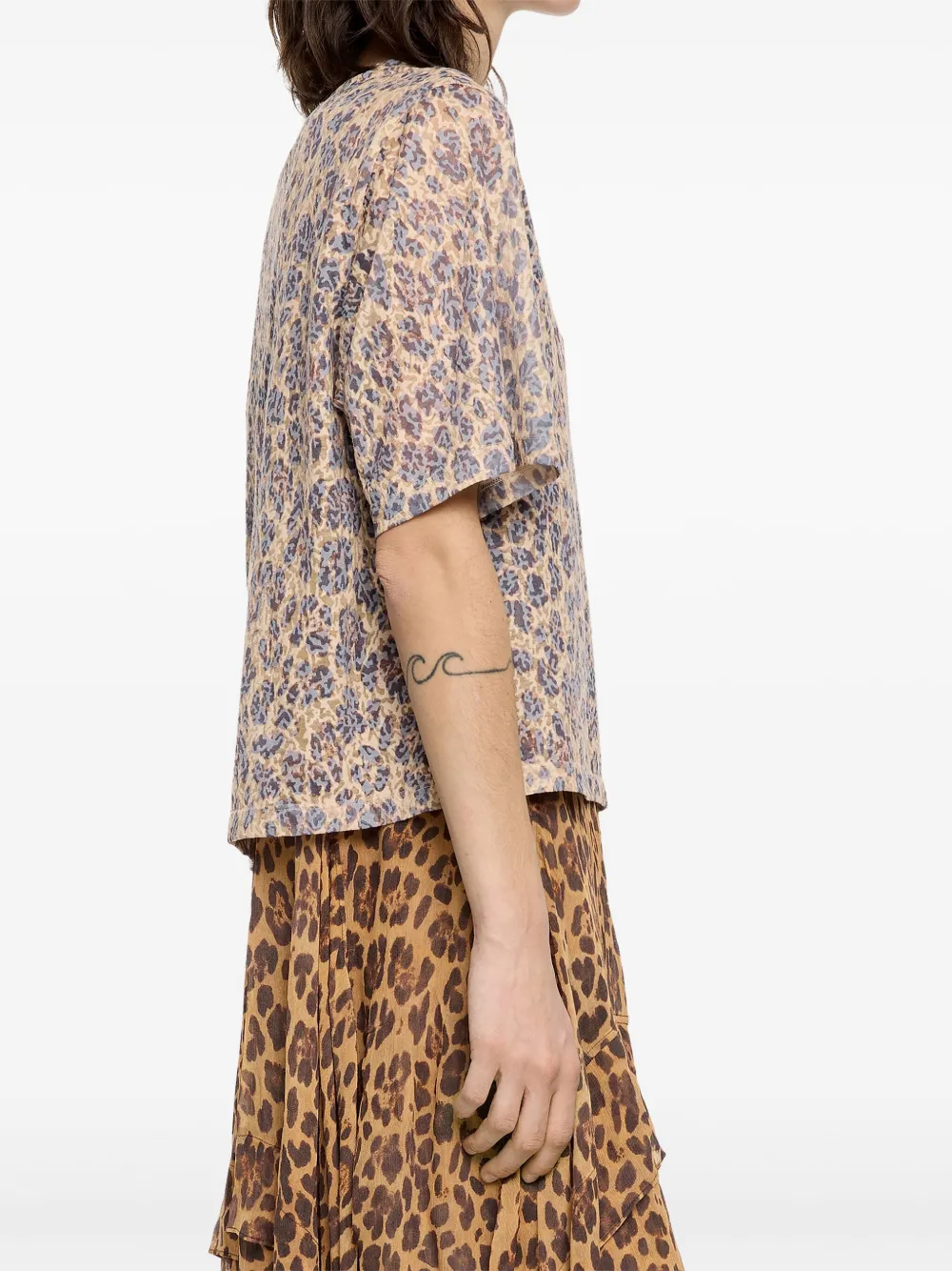 BIMBA Y LOLA LEOPARD-PRINT SHORT-SLEEVE TOP