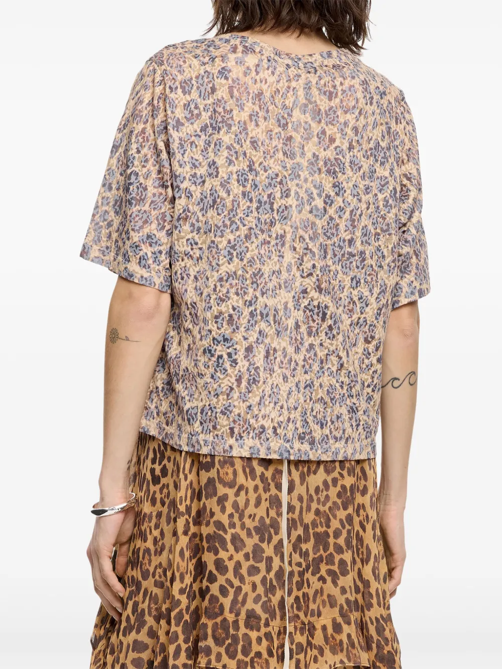 BIMBA Y LOLA LEOPARD-PRINT SHORT-SLEEVE TOP