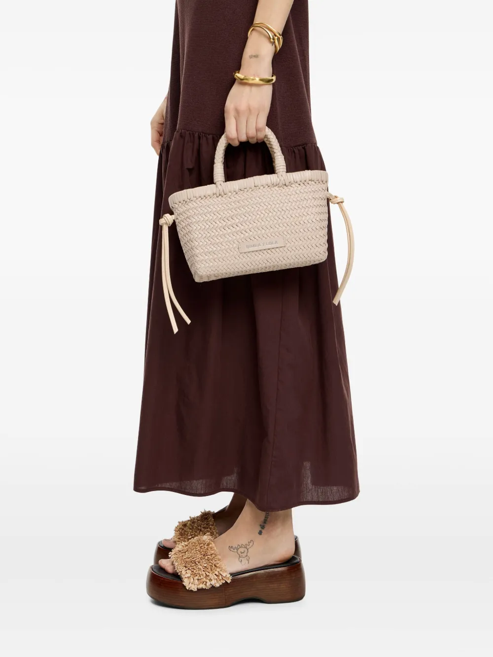 Bimba Y Lola Interwoven Tote Bag In Neutrals