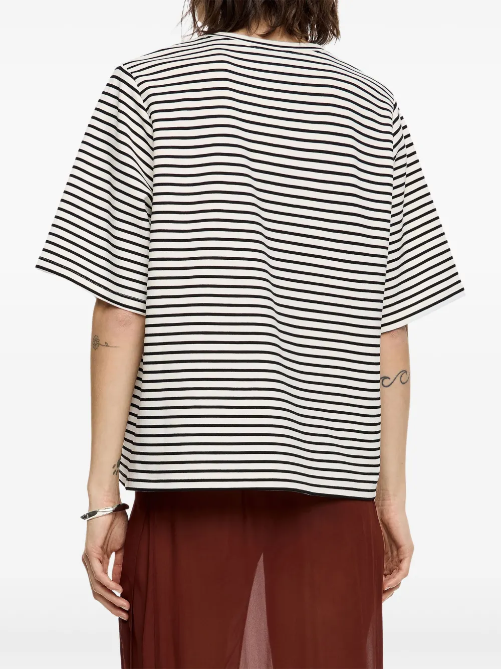 Bimba y Lola Gestreept boxy T-shirt Zwart