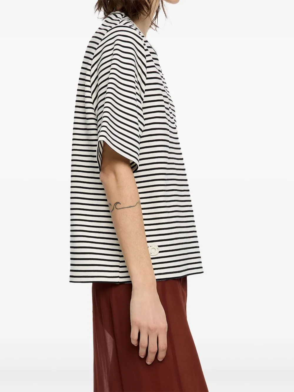 Bimba y Lola Gestreept boxy T-shirt Zwart