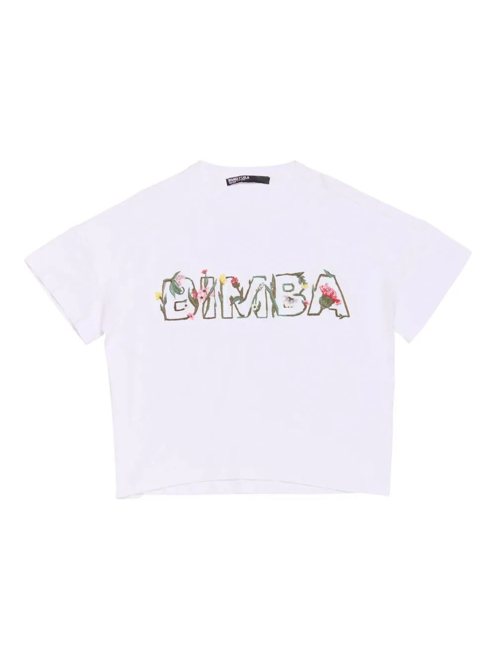 Bimba y Lola T-shirt met geborduurde bloemen en logo Wit