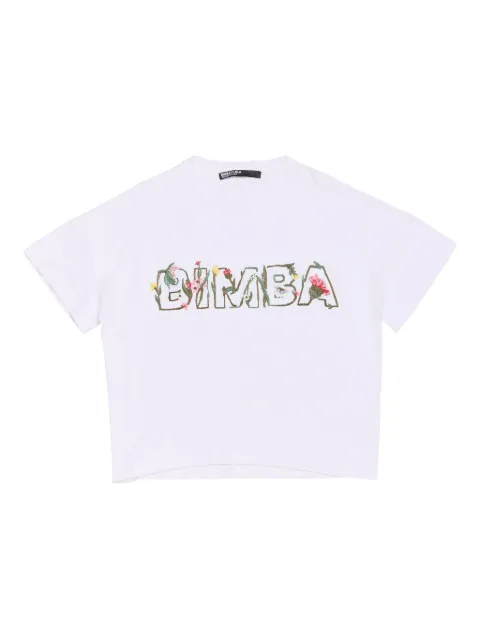 Bimba y Lola floral-embroidered logo T-shirt