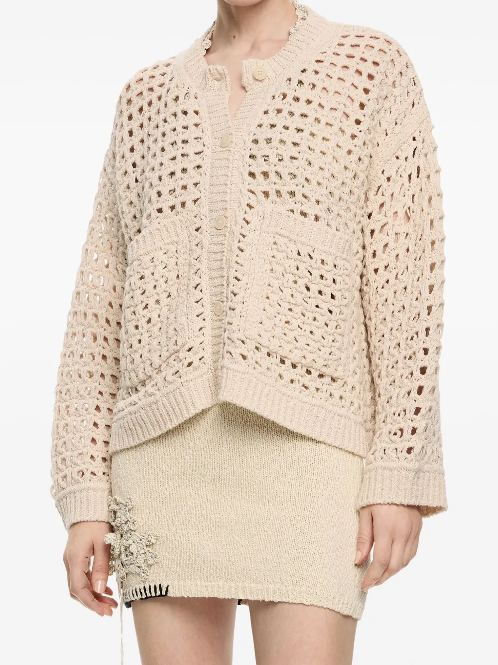 Bimba y Lola Opengebreid vest Beige