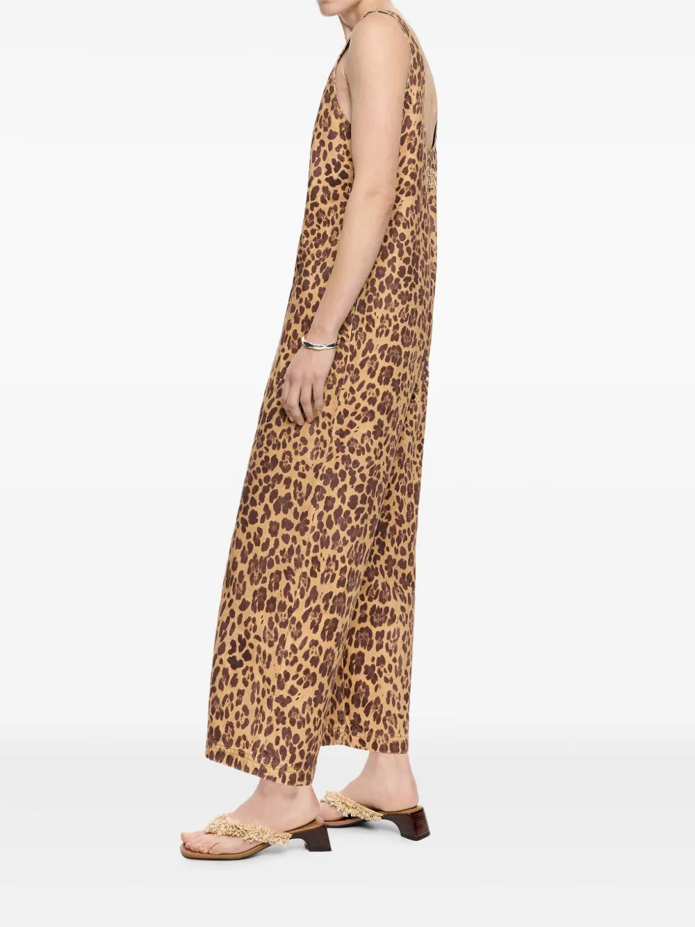 Bimba Y Lola Leopard-print Denim Jumpsuit
