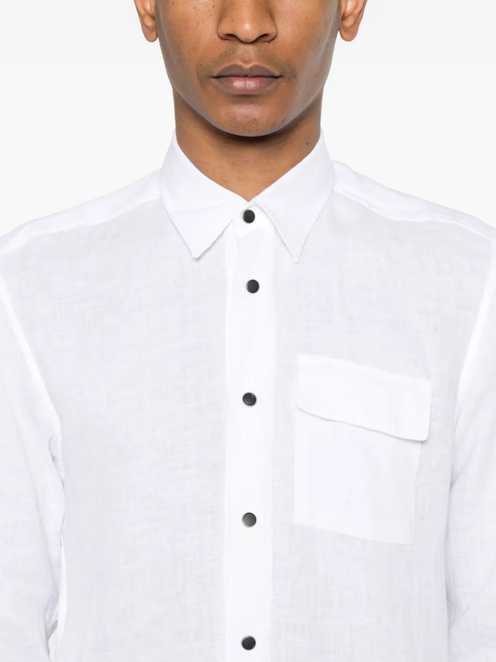 Shop Kiton Linen Shirt In White