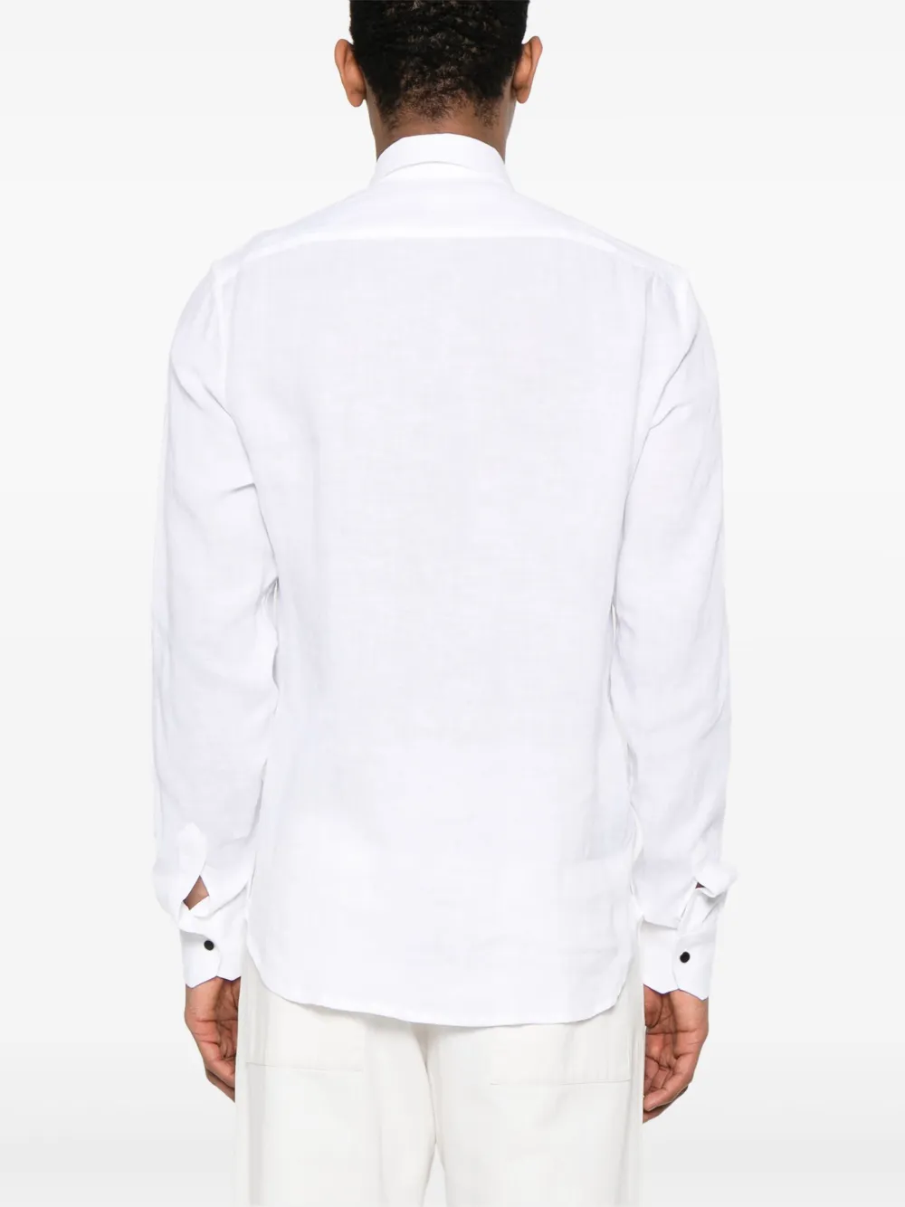 Shop Kiton Linen Shirt In White