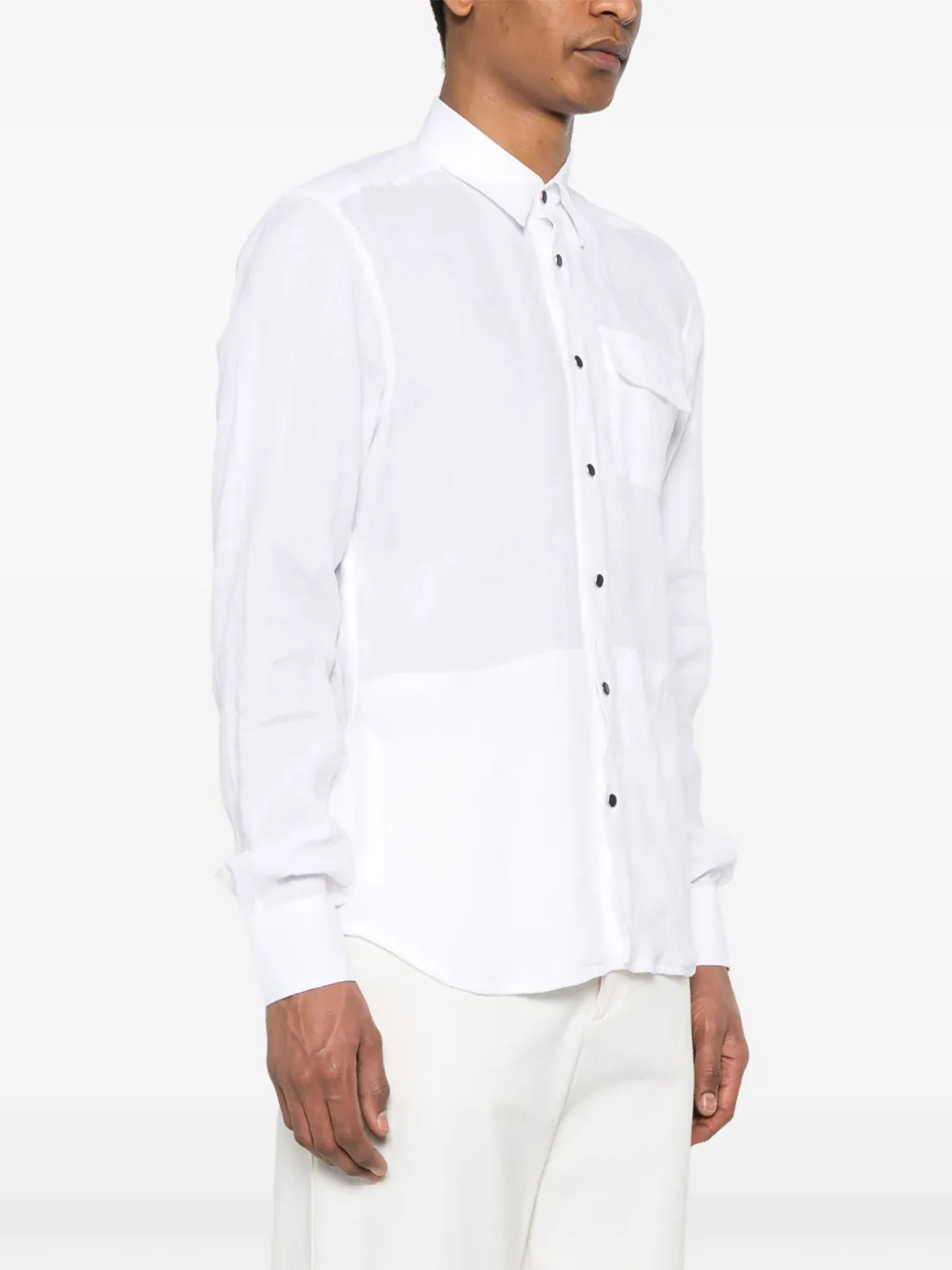Shop Kiton Linen Shirt In White