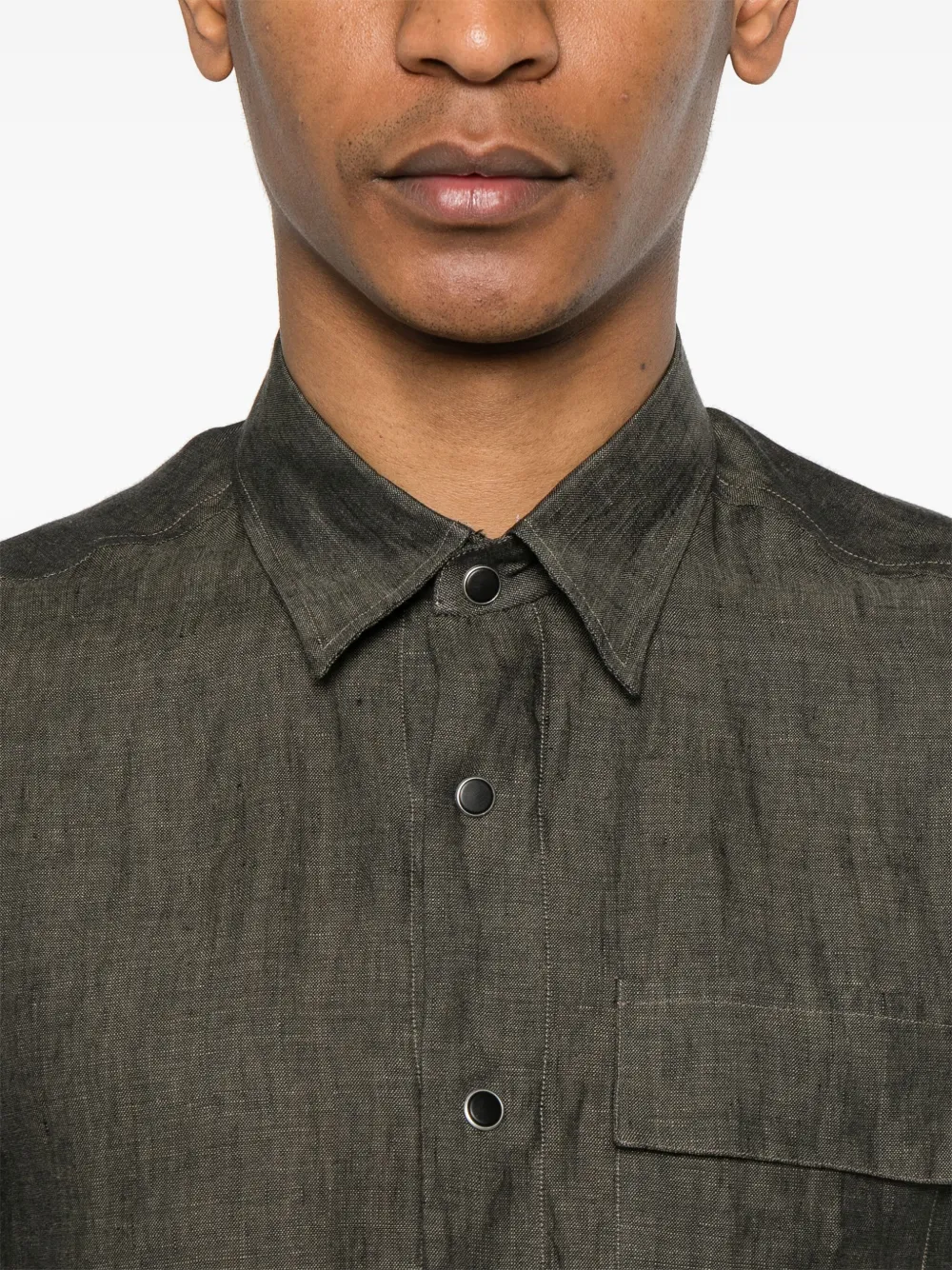 Shop Kiton Linen Shirt In Green