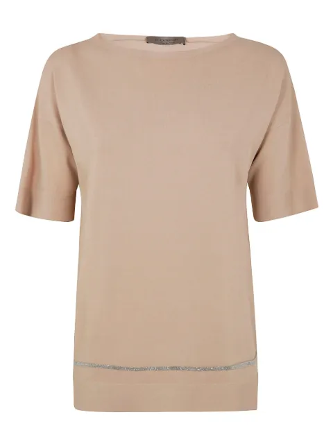 D.Exterior fine-knit T-shirt