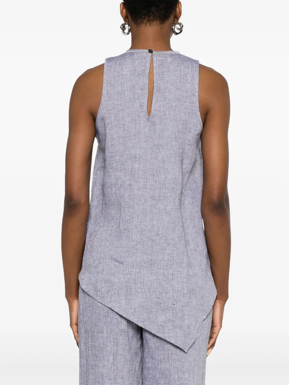 Shop Peserico Linen Asymmetrical Top In Grey