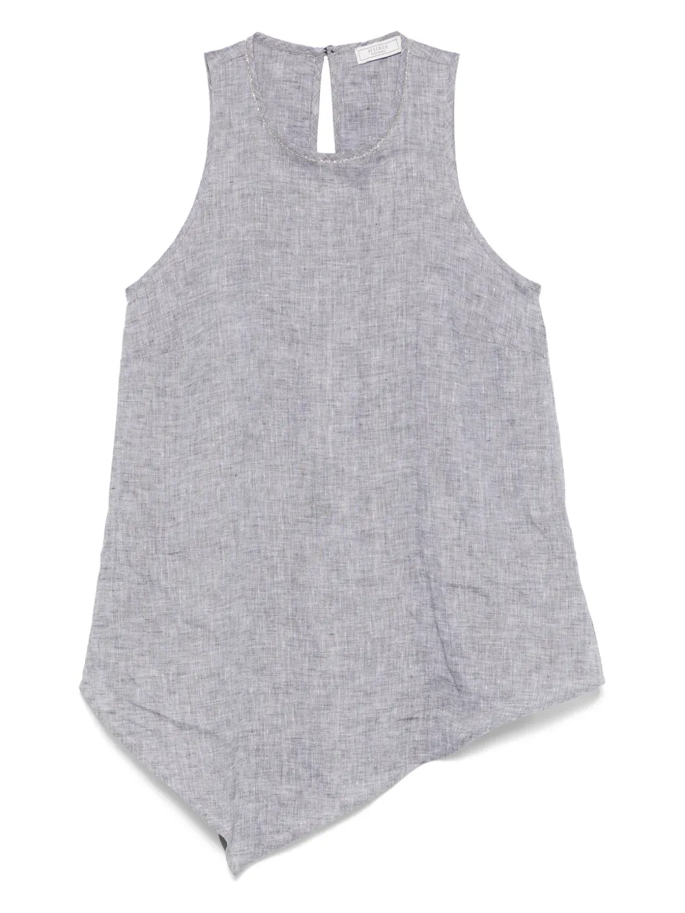 Shop Peserico Linen Asymmetrical Top In Grey