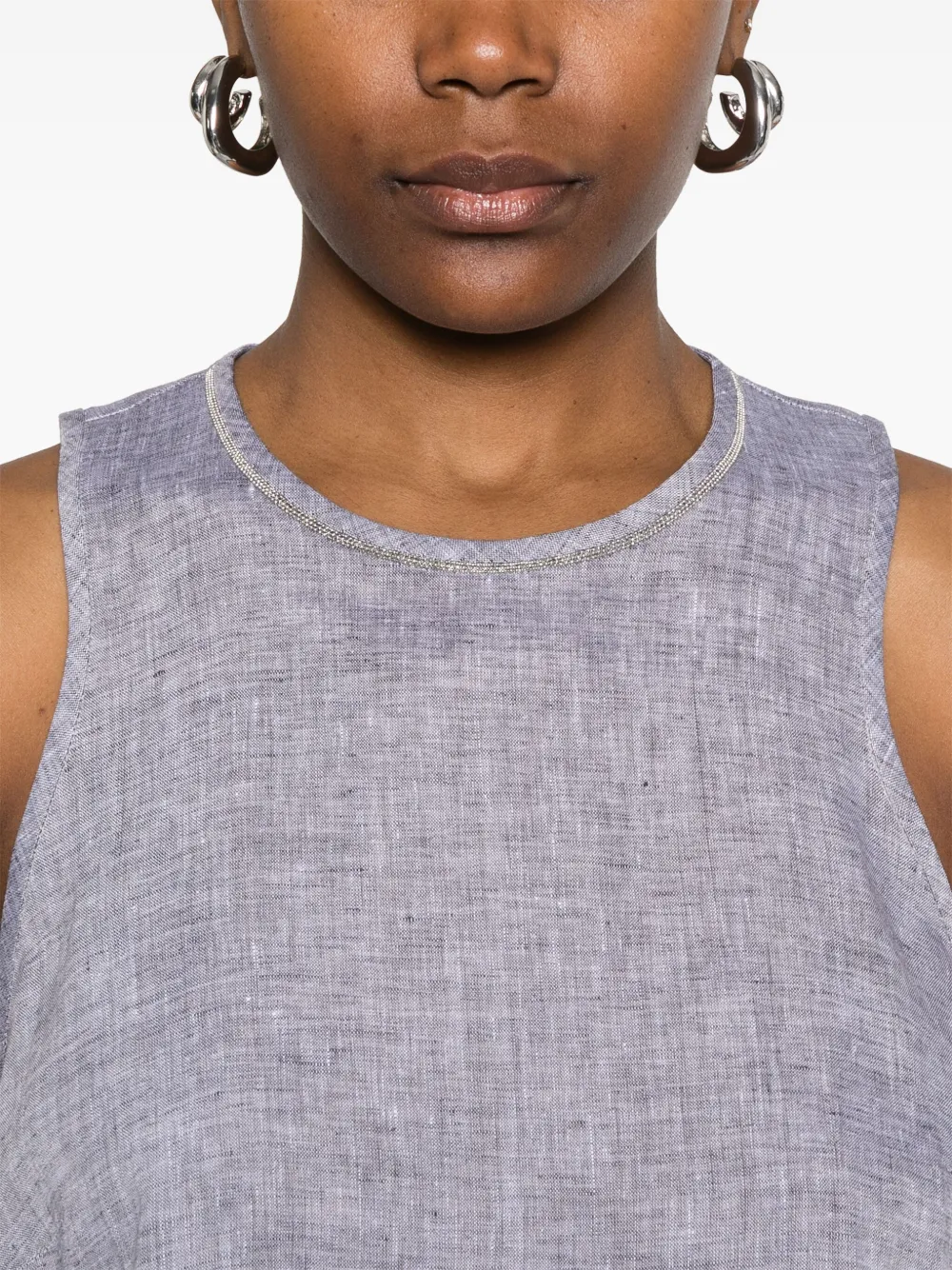 Shop Peserico Linen Asymmetrical Top In Grey