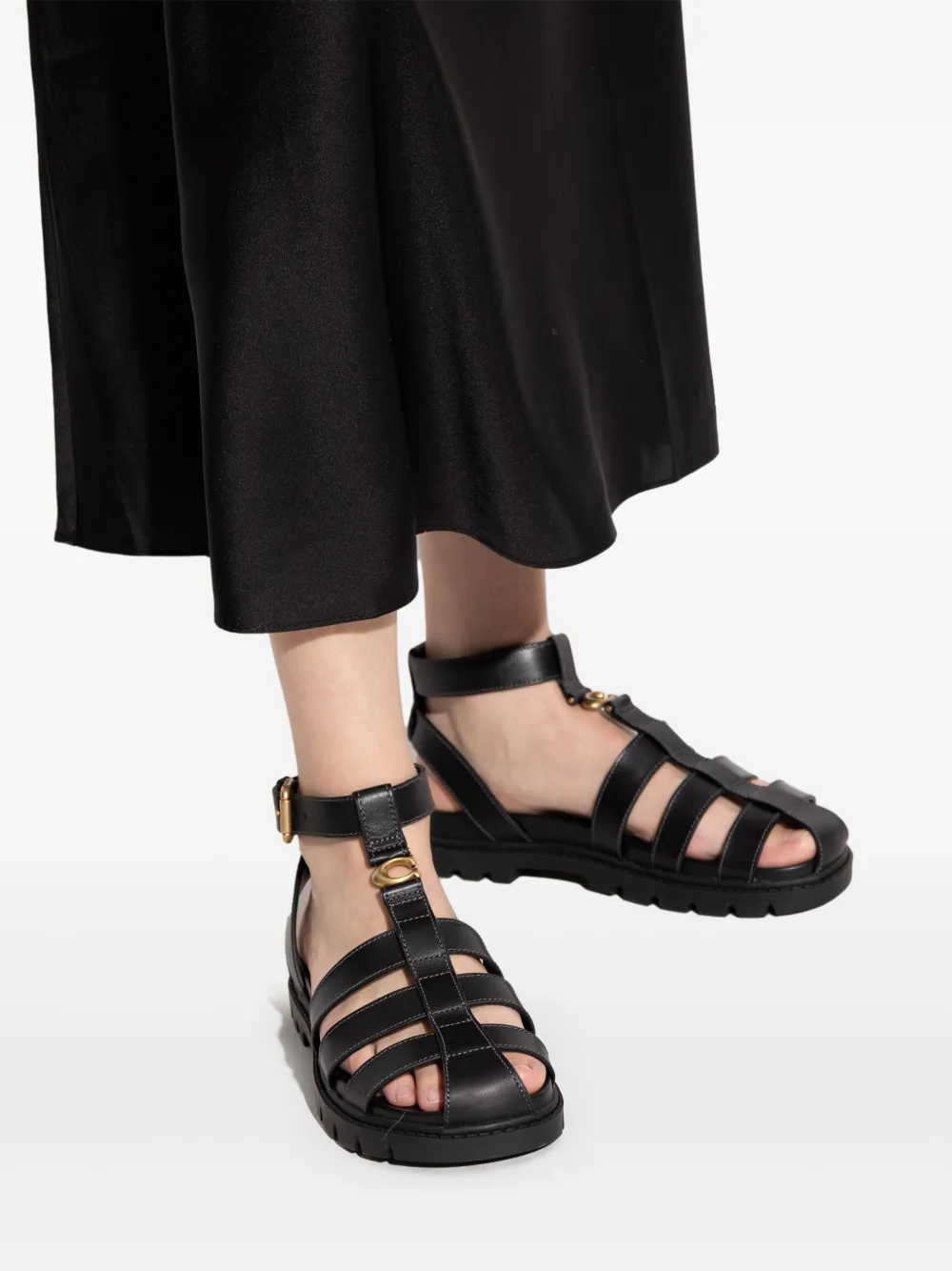 Shop Coach Sculpted-c Fisherman Sandals In Black