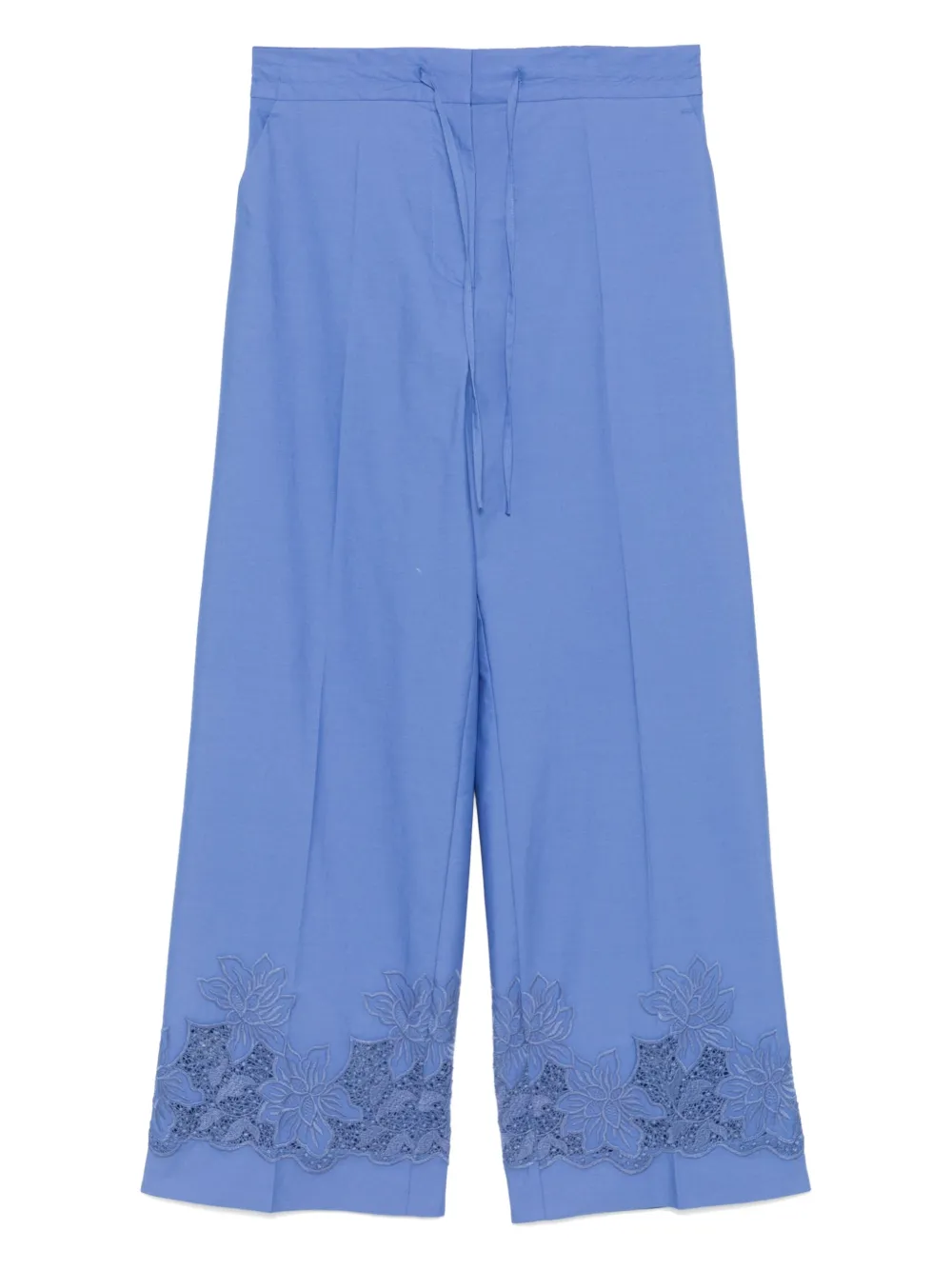 floral-embroidery trousers