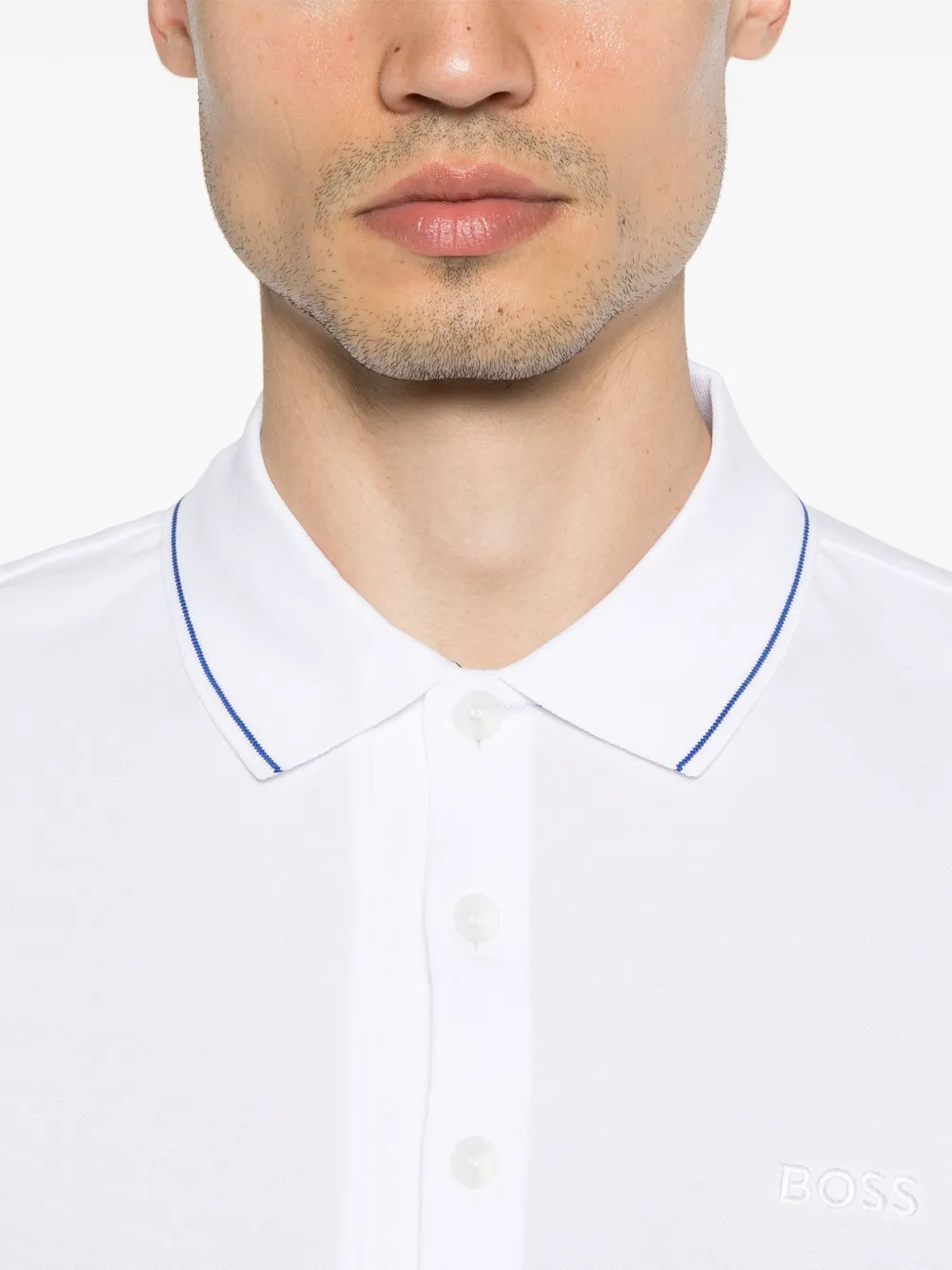 BOSS Poloshirt met geborduurd logo Wit