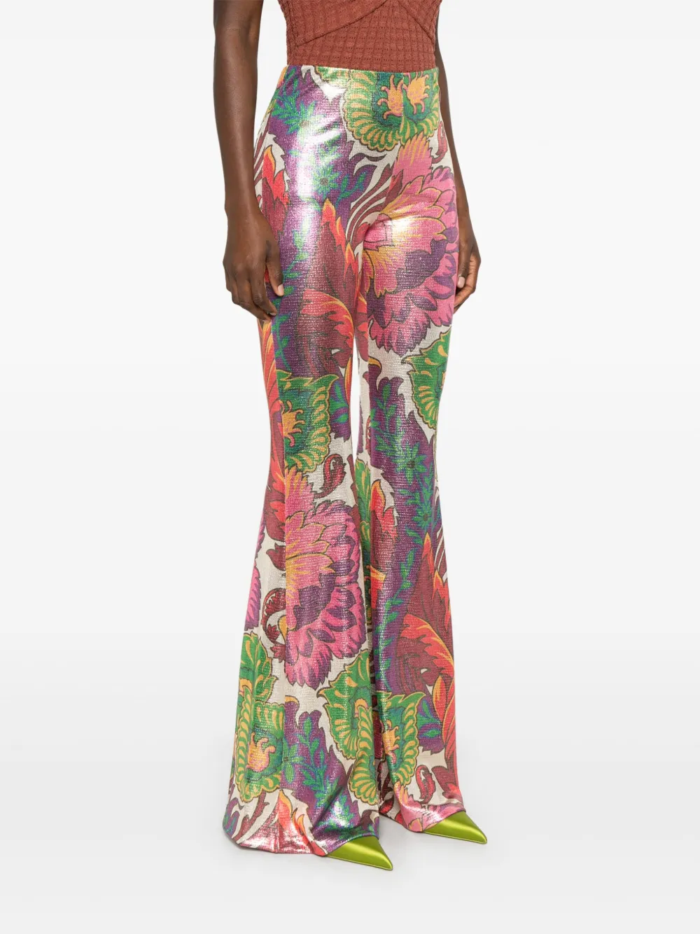 ETRO Gelamineerde broek met bloemenprint Roze