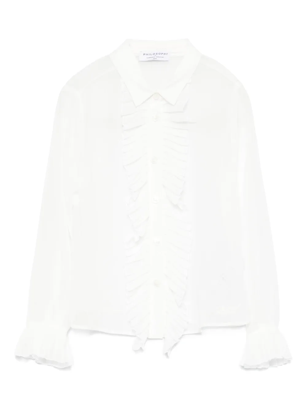 Philosophy Di Lorenzo Serafini Kids Crêpe shirt met plissé afwerking Wit