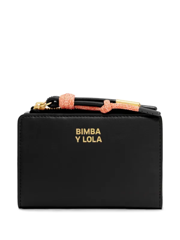 ◎BIMBA Y LOLA◎ Black emblem card wallet B246AIV026BKF Black leather card holder/coin purse