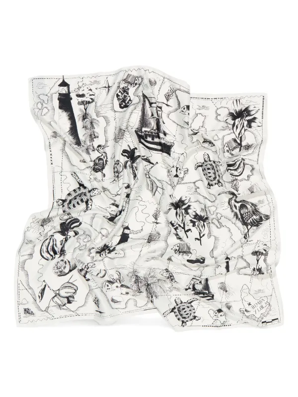 【BIMBA Y LOLA】パグプリントスカーフ Coral pugs scarf