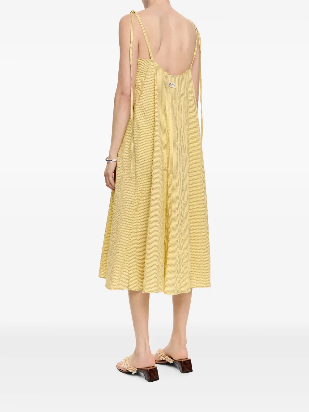 Bimba y Lola Gestreepte jurk met strikken Geel