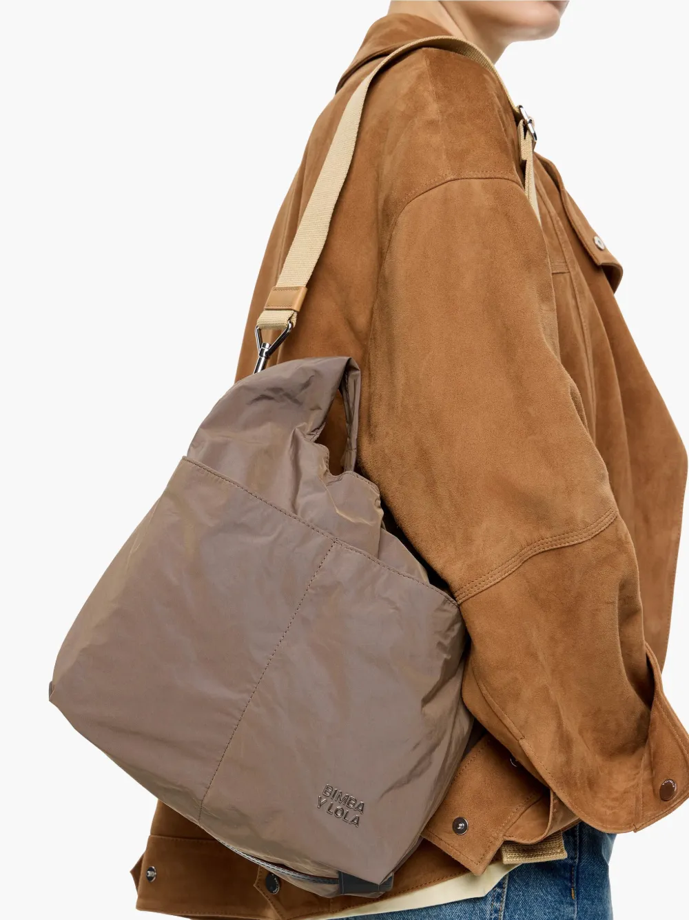 BIMBA Y LOLA MEDIUM LEATHER TOTE BAG