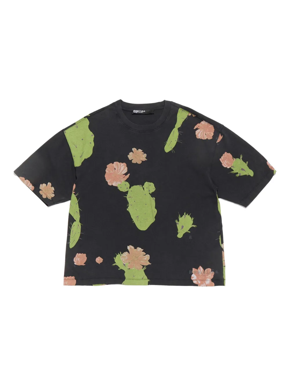 Bimba y Lola フローラル オーバーサイズ Tシャツ - ブラック Bimba y Lola フローラル オーバーサイズ Tシャツ - ブラック