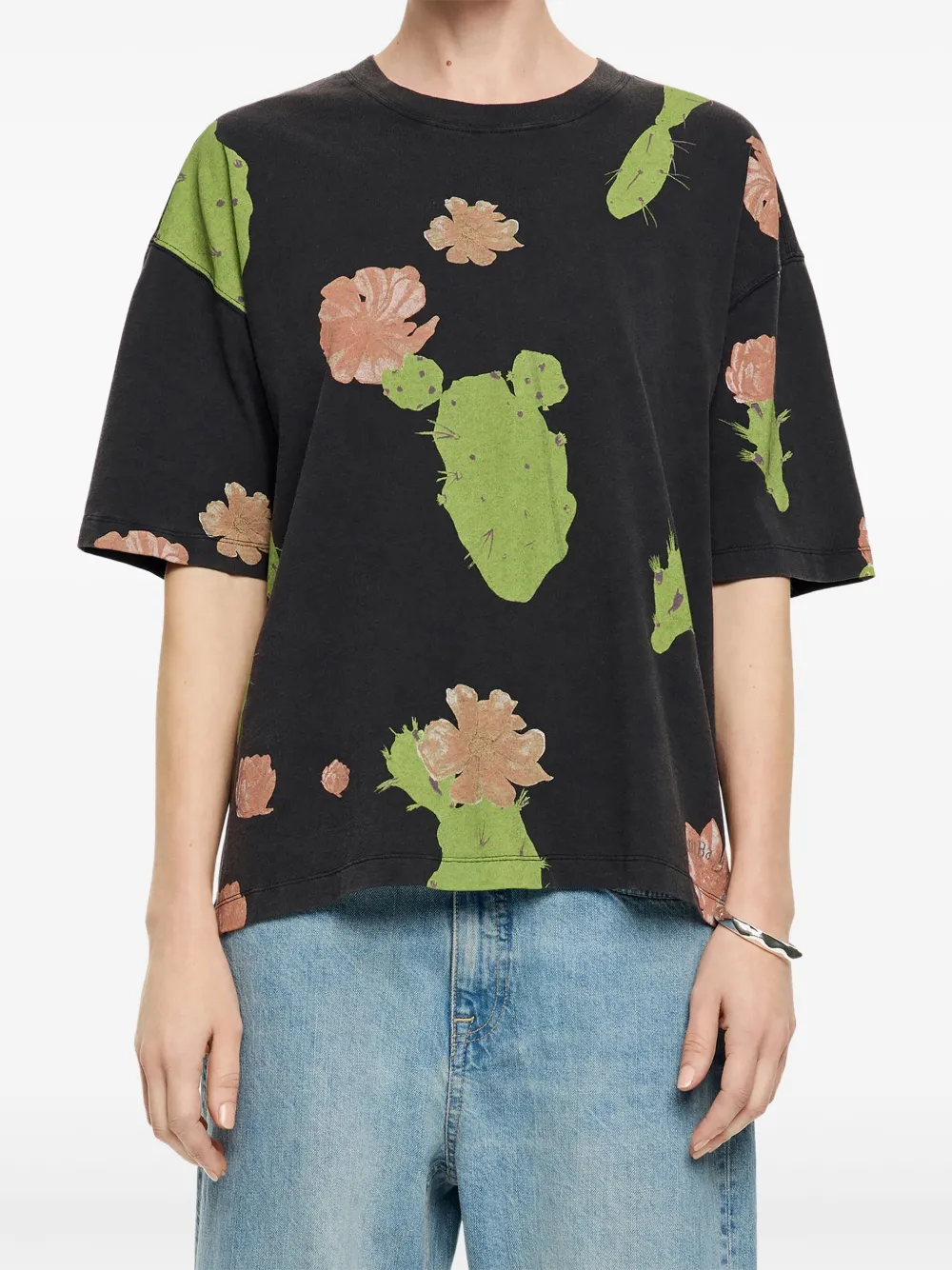 Bimba y Lola Oversized T-shirt met bloemenprint Zwart