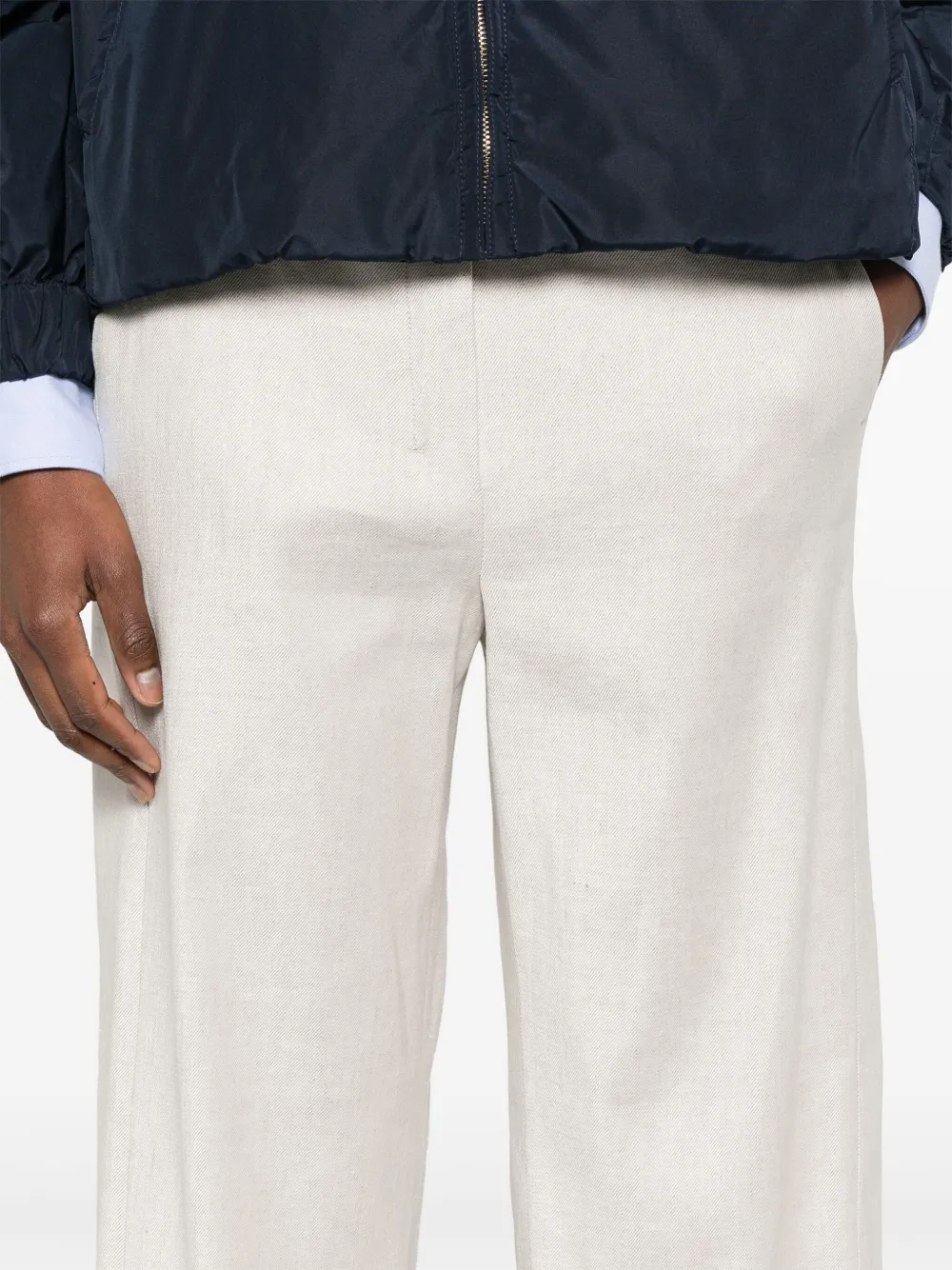 's Max Mara Straight Leg Trousers Elasticated Waistband In Neutrals