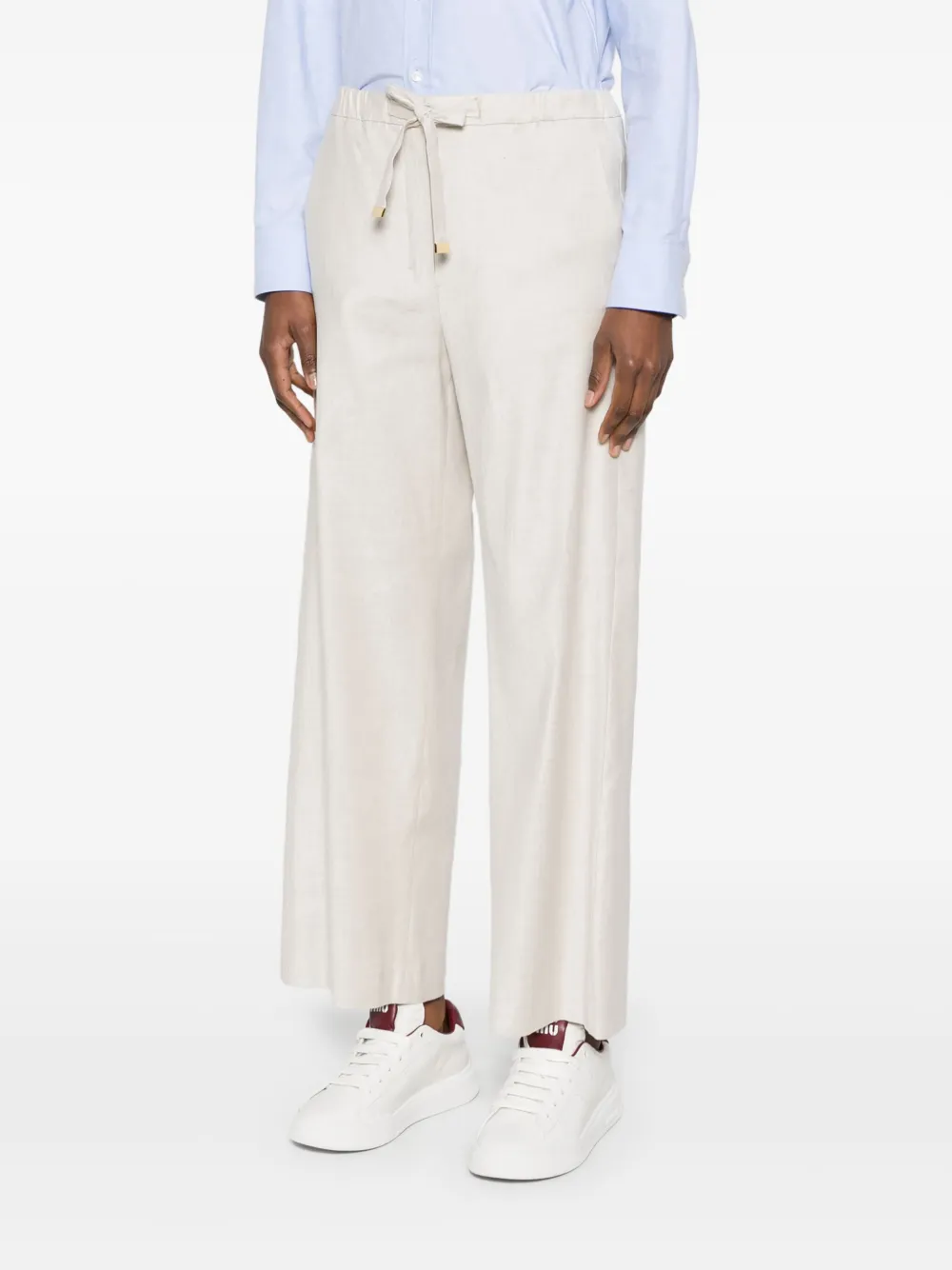 's Max Mara Straight Leg Trousers Elasticated Waistband In Neutrals